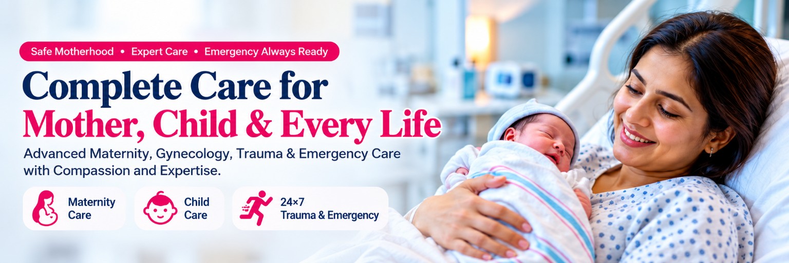 Mother and newborn receiving hospital care